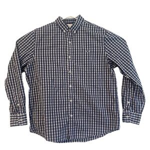 Vineyard Vines Slim Fit Whale Shirt Men's Plaid Button Down Large Blue & White